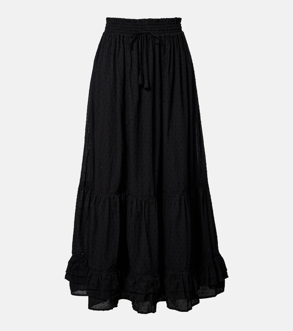  Poupette St Barth Poupette St Barth Clara Tiered Cotton Maxi Skirt 
