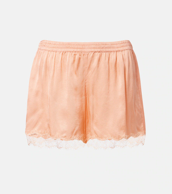  Poupette St Barth Poupette St Barth Doris Lace-trimmed Satin Shorts 