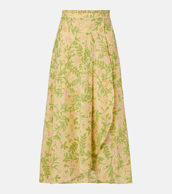  Poupette St Barth Poupette St Barth Eva Floral Cotton Midi Skirt 