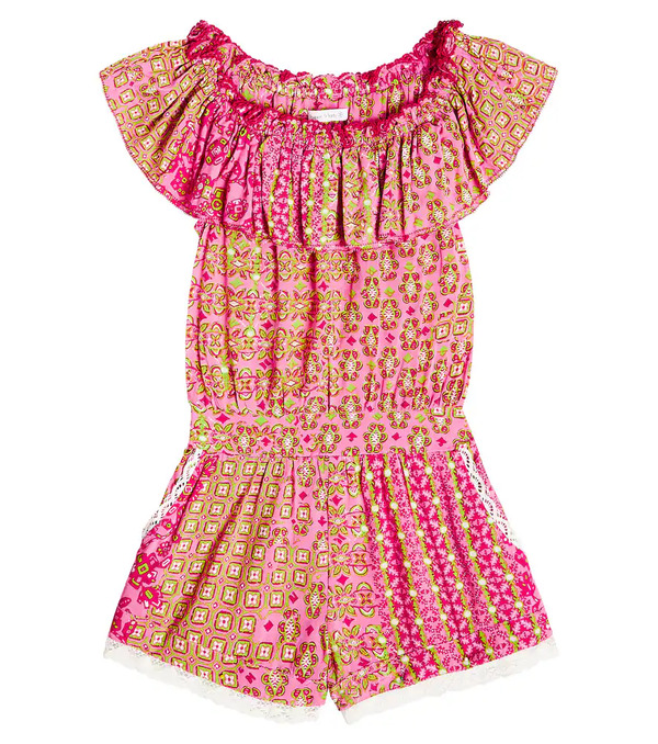  Poupette St Barth Kids Poupette St Barth Kids Bella Floral Off-shoulder Playsuit 