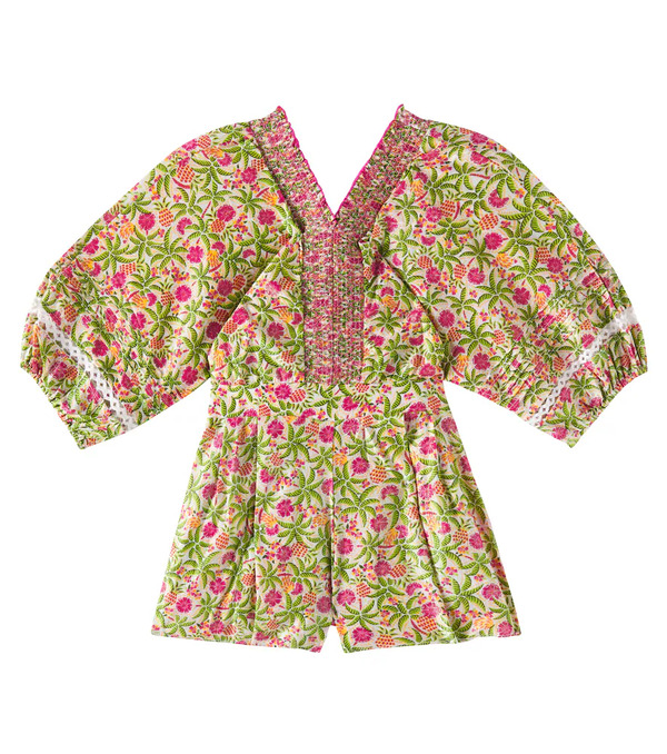  Poupette St Barth Kids Poupette St Barth Kids Chantal Printed Cotton-blend Romper 
