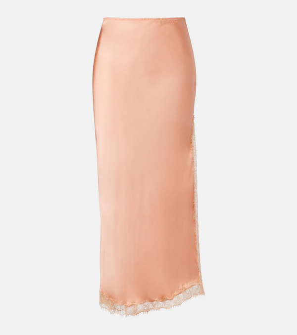  Poupette St Barth Poupette St Barth Lila Lace-trimmed Satin Slip Skirt 