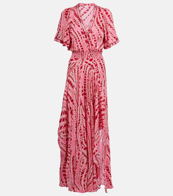  Poupette St Barth Poupette St Barth Mabelle Printed Satin Midi Dress 