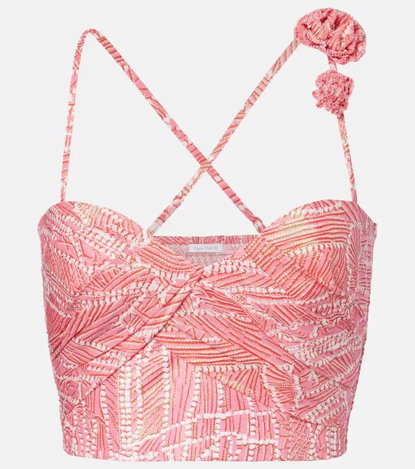  Poupette St Barth Poupette St Barth Palmire Printed Cotton-blend Crop Top 