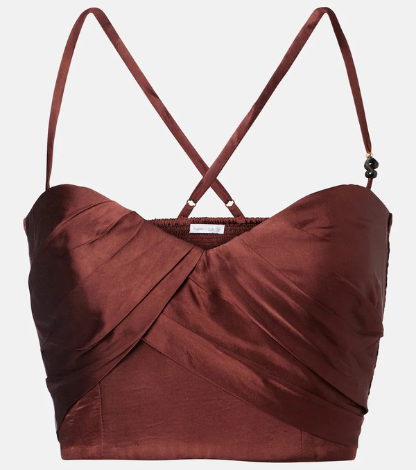  Poupette St Barth Poupette St Barth Palmire Satin Crop Top 