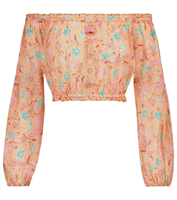  Poupette St Barth Poupette St Barth Rachel Printed Cotton Crop Top 