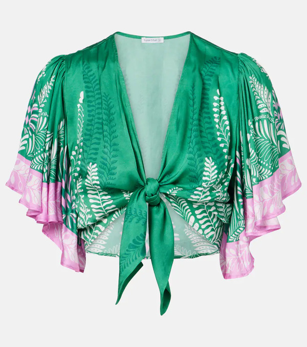  Poupette St Barth Poupette St Barth Rose Satin Crop Top 