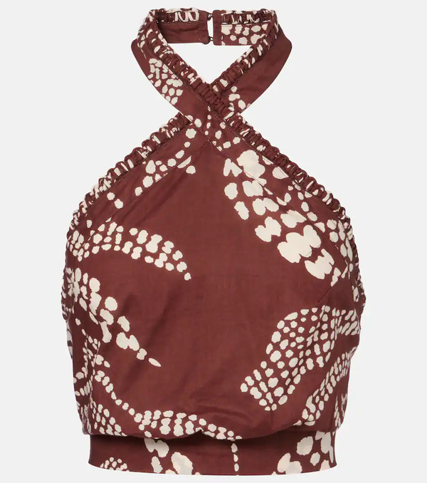  Poupette St Barth Poupette St Barth Suma Printed Cotton Crop Top 
