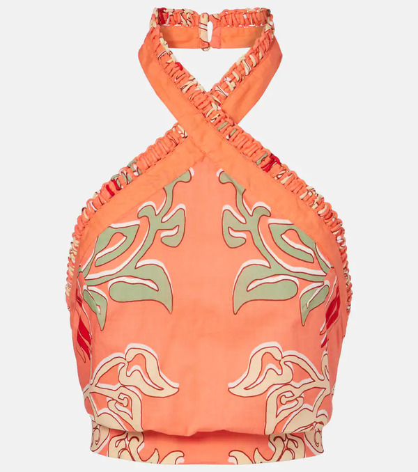  Poupette St Barth Poupette St Barth Suma Printed Cotton Crop Top 
