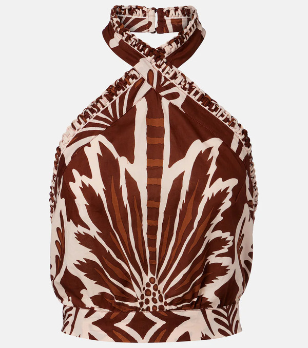  Poupette St Barth Poupette St Barth Suma Printed Cotton Crop Top 