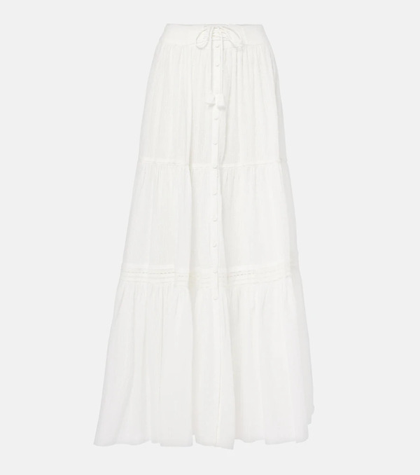  Poupette St Barth Poupette St Barth Tiered Cotton Maxi Skirt 