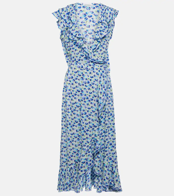  Poupette St Barth Poupette St Barth Triny Printed Ruffled Midi Dress 