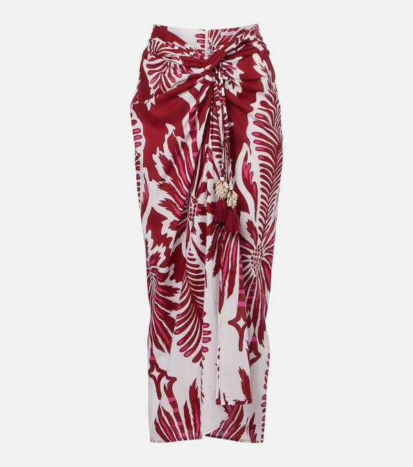  Poupette St Barth Poupette St Barth Uma Floral Gathered Cotton Midi Skirt 