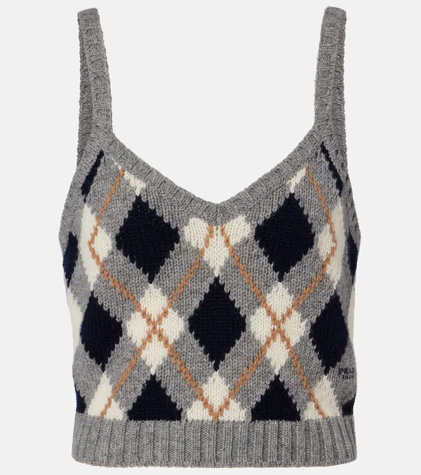  Prada Prada Argyle Cashmere Crop Top 
