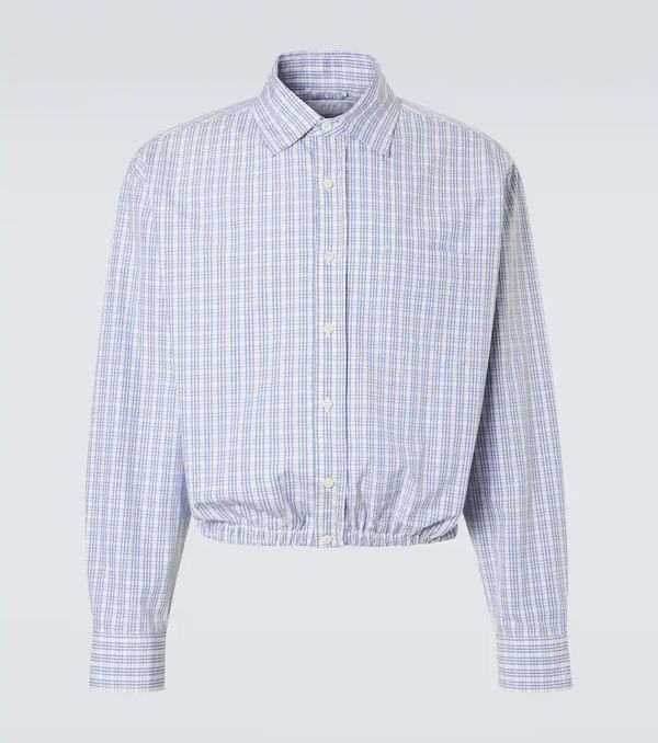  Prada Prada Checked Gathered Cotton Shirt 