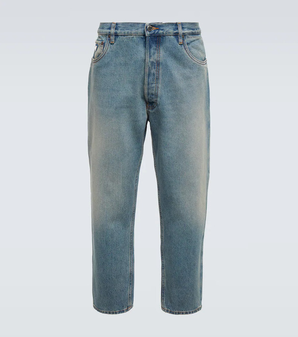  Prada Prada Distressed Mid-rise Tapered Jeans 