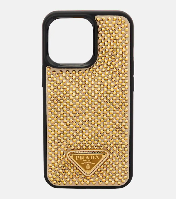  Prada Prada Embellished Leather Iphone 13 Pro Case 