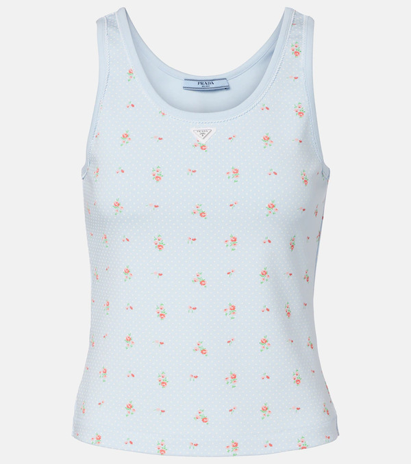  Prada Prada Floral Cotton-blend Tank Top 