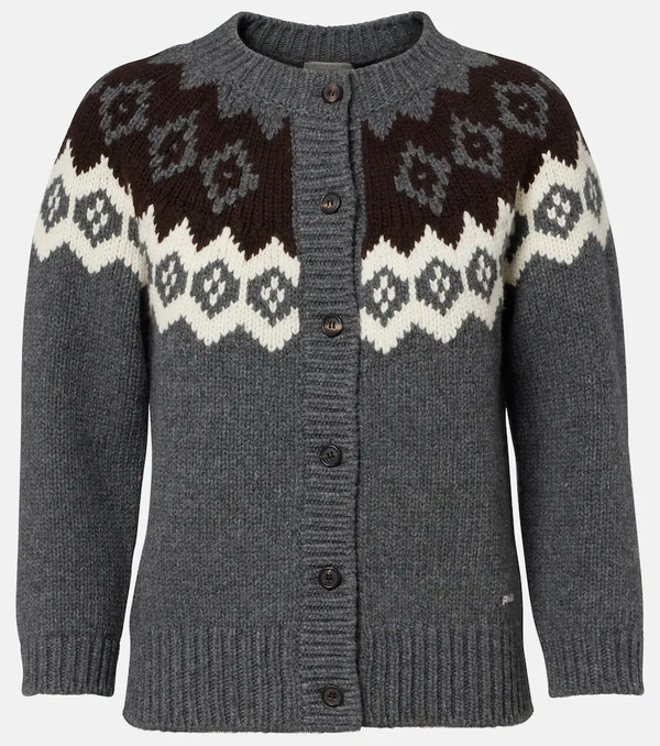  Prada Prada Intarsia Wool And Cashmere Cardigan 
