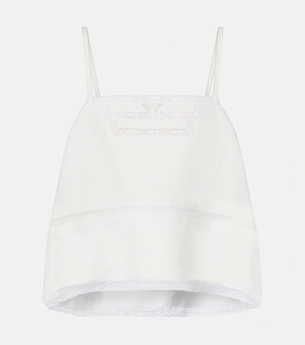  Prada Prada Lace-trimmed Linen Top 