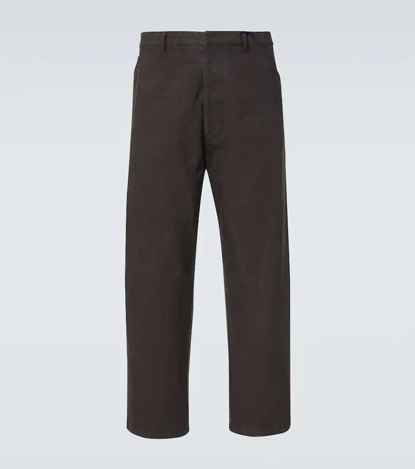  Prada Prada Leather-trimmed Cotton Straight Pants 