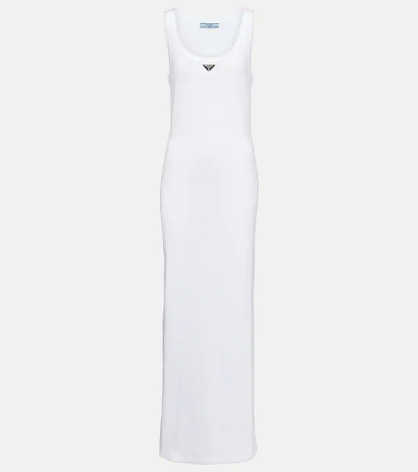  Prada Prada Logo Cotton Jersey Maxi Dress 