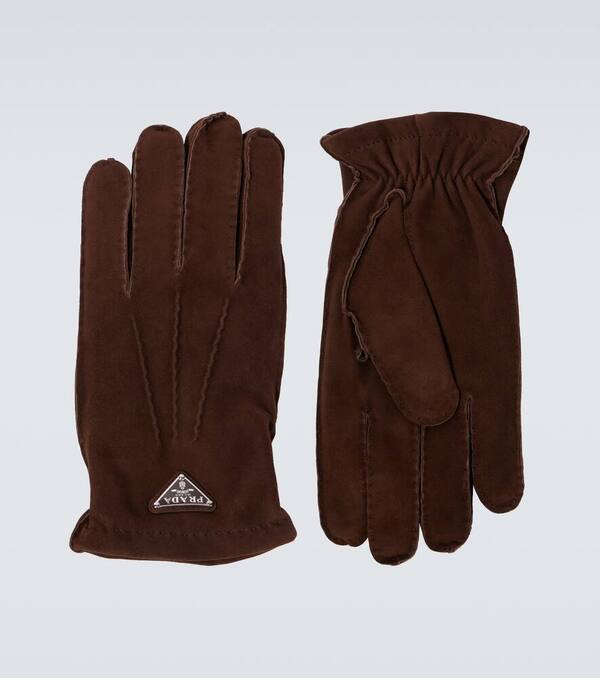  Prada Prada Logo Suede Gloves 