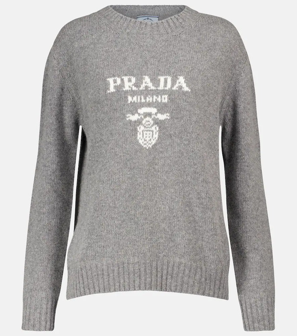  Prada Prada Logo Wool And Cashmere Sweater 