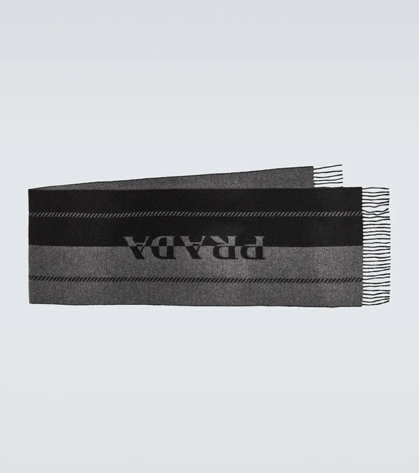  Prada Prada Logo Wool Jacquard Scarf 