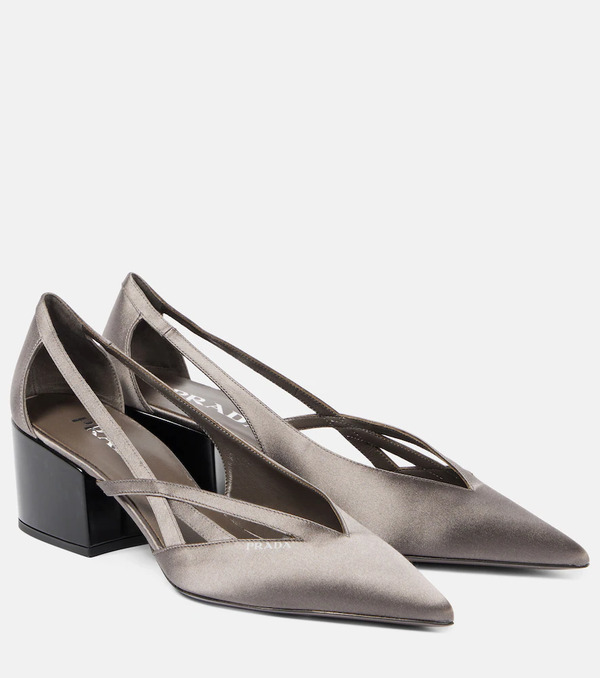  Prada Prada Pointy 55 Cutout Satin Pumps 