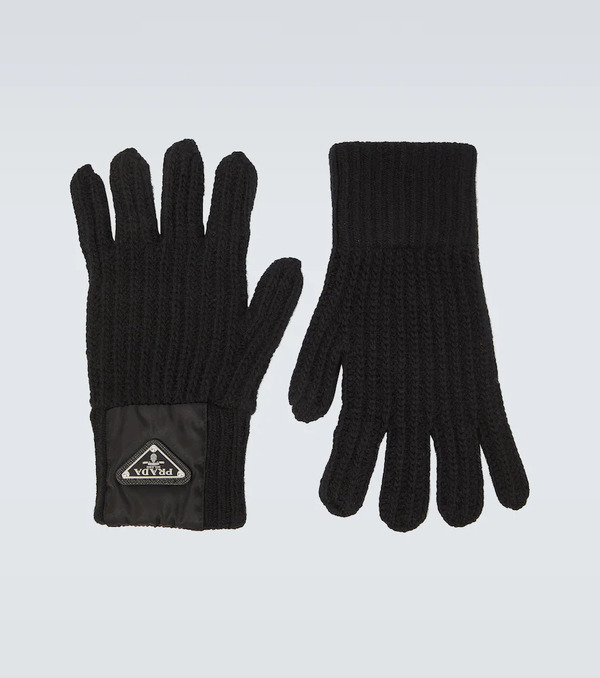 Prada Prada Ribbed-knit Wool And Cashmere Gloves 