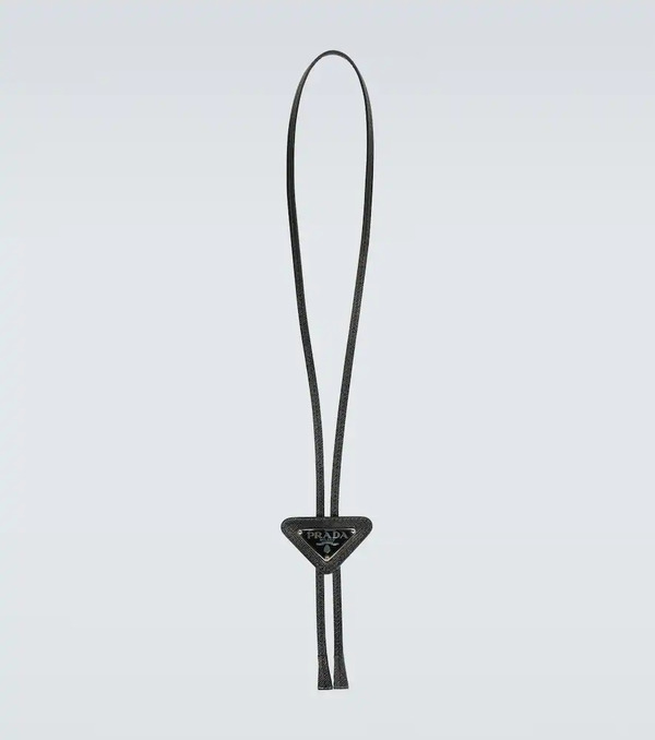  Prada Prada Saffiano Triangle Bolo Tie With Logo 
