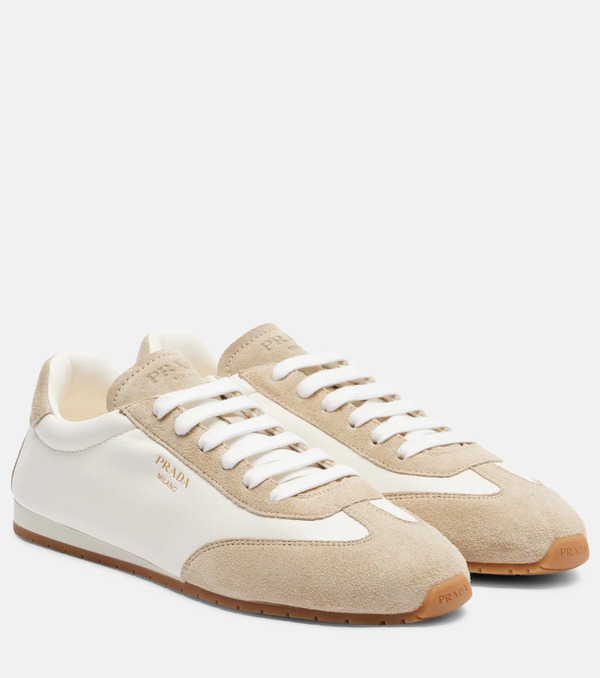  Prada Prada Suede-trimmed Leather Sneakers 