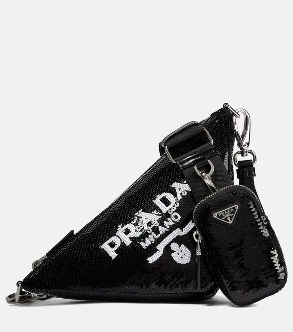  Prada Prada Triangle Sequin Shoulder Bag 