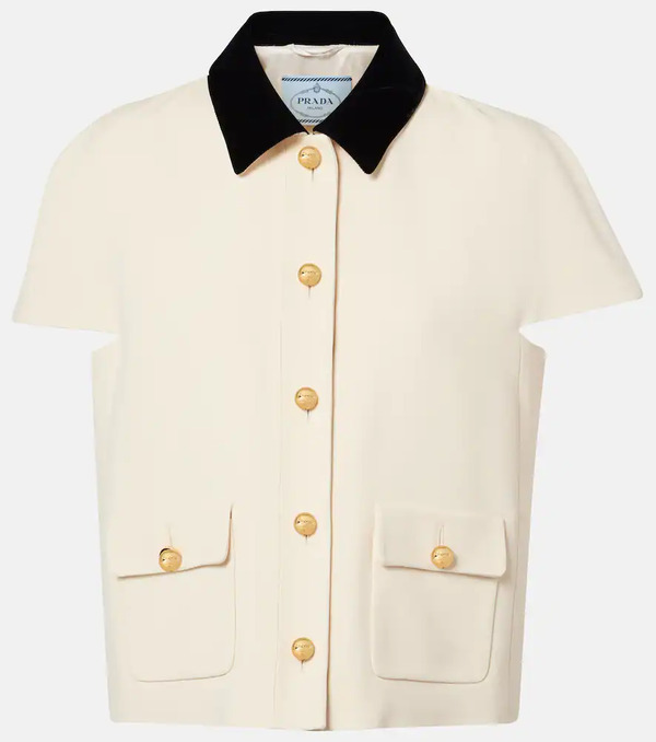  Prada Prada Velvet-trimmed Sablã© Top 