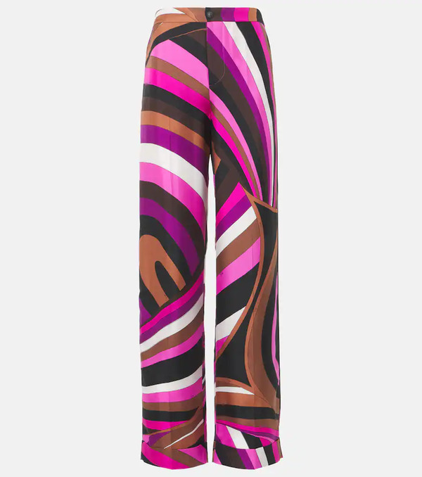  Pucci Pucci Iride High-rise Silk Twill Wide-leg Pants 