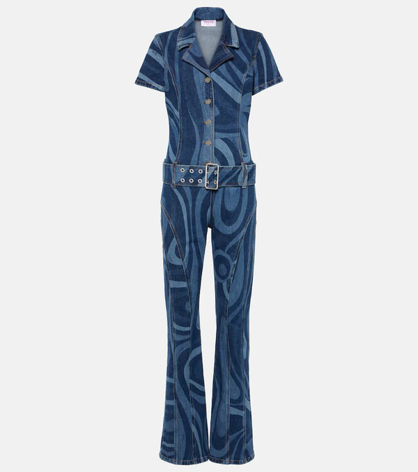  Pucci Pucci Marmo Belted Denim Jumpsuit 