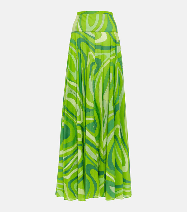  Pucci Pucci Marmo Pleated Cotton Muslin Maxi Skirt 