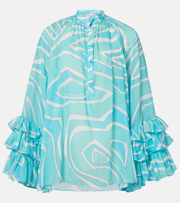  Pucci Pucci Marmo Ruffled Cotton Blouse 