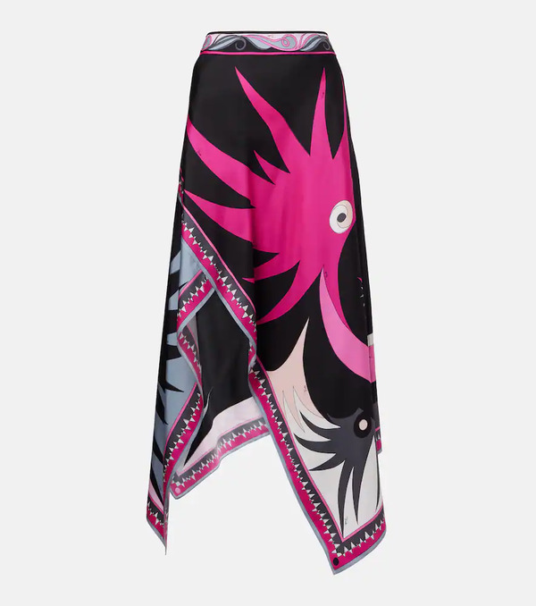  Pucci Pucci Stella Asymmetric Silk Midi Skirt 
