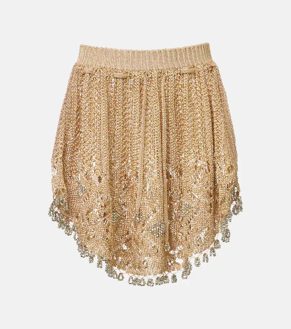  Rabanne Rabanne Crochet Embellished Lamã© Miniskirt 