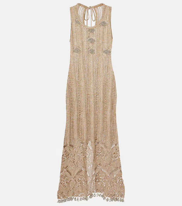  Rabanne Rabanne Crochet Embellished Midi Dress 