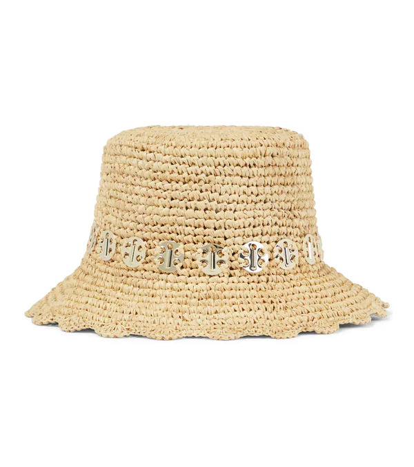  Rabanne Rabanne Embellished Raffia Bucket Hat 