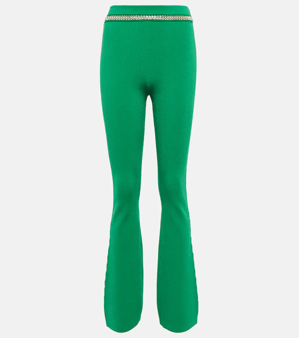  Rabanne Rabanne Embellished Ribbed-knit Flared Pants 