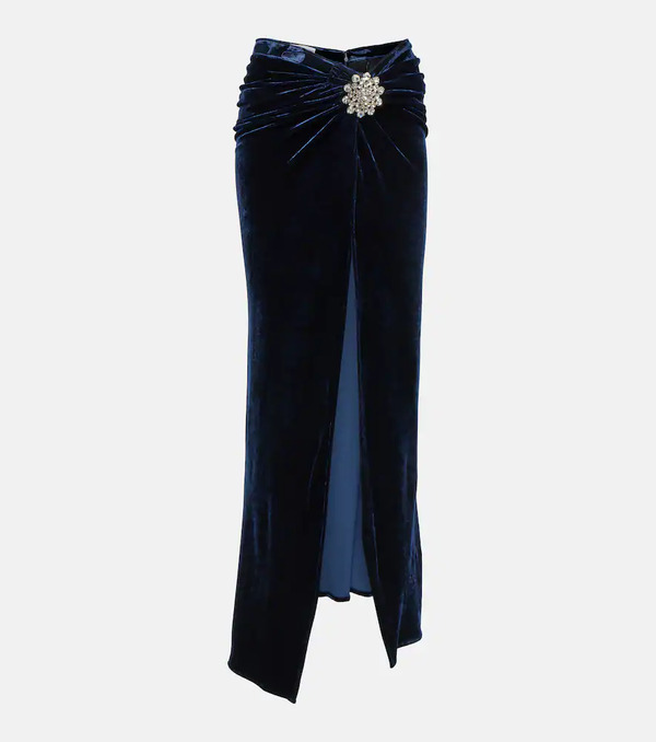  Rabanne Rabanne Embellished Velvet Maxi Skirt 