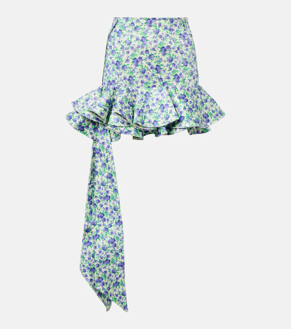  Rabanne Rabanne Ruffled Floral Jersey Miniskirt 
