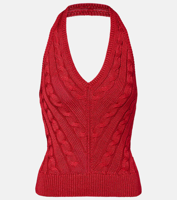  Ralph Lauren Collection Ralph Lauren Collection Cable-knit Halterneck Silk Top 