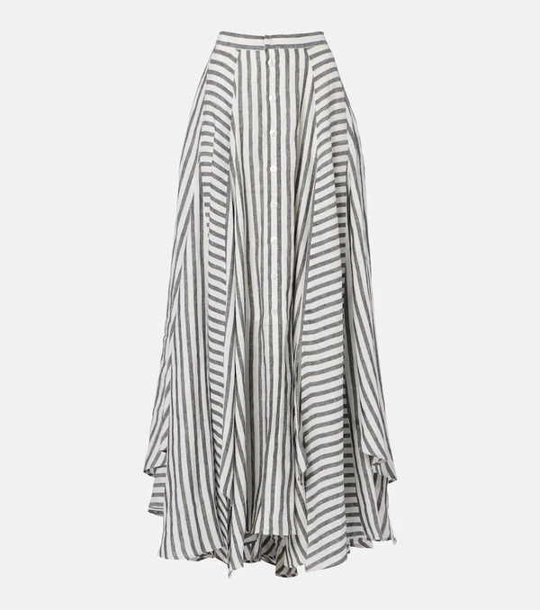  Ralph Lauren Collection Ralph Lauren Collection Shamus Striped Linen Maxi Skirt 