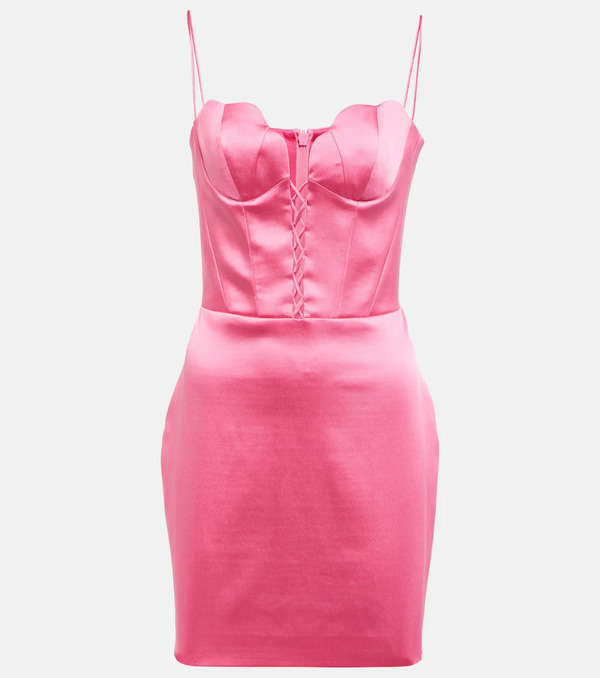  Rasario Rasario Lace-up Satin Bustier Minidress 