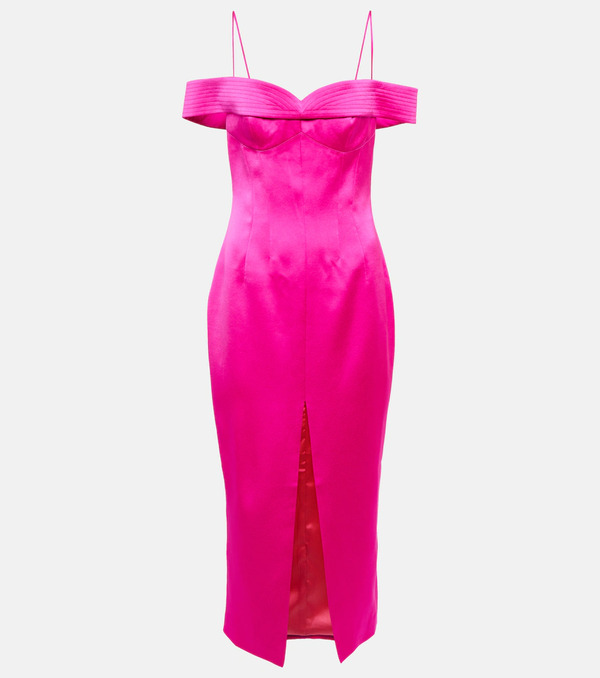  Rasario Rasario Off-shoulder Satin Midi Dress 